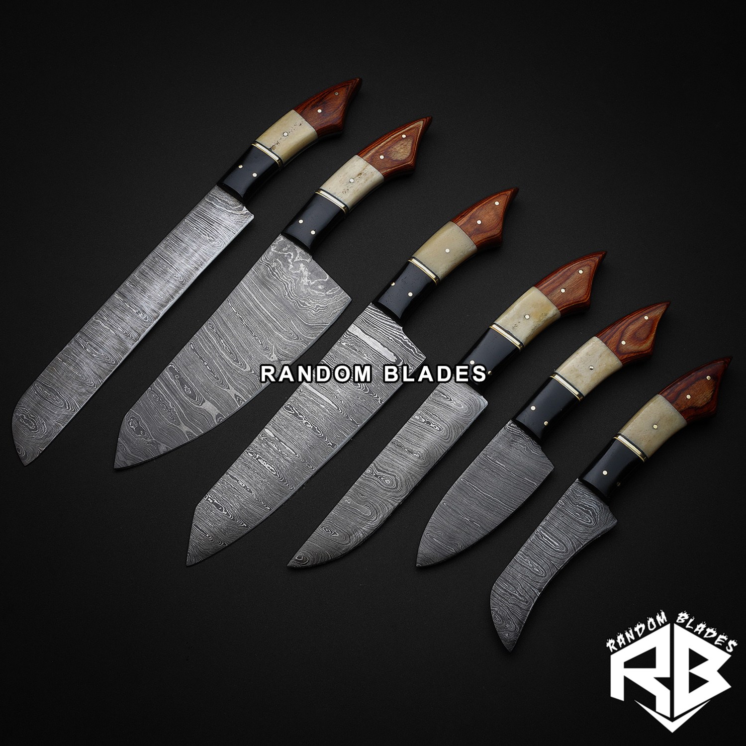 Handmade Damascus Kitchen Knife Set - Chef's Knife Set With Forging Mark  Blades - Kitchen knives