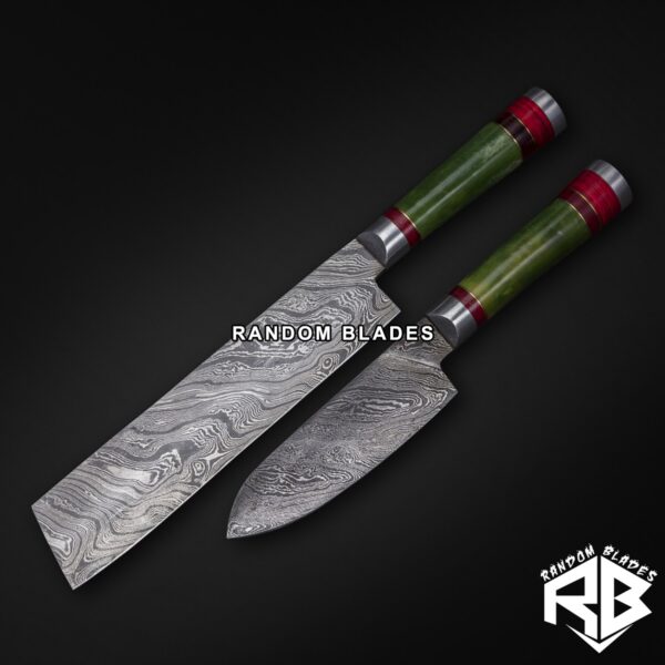 2 pcs damascus steel chef knife set