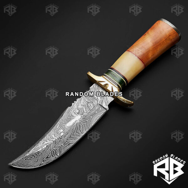 Damascus Steel Best Hunting Bowie Knife with Bone Handle – Random Blades