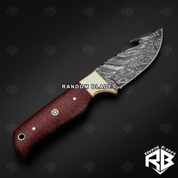 damascus steel gut hook hunting knife for sale